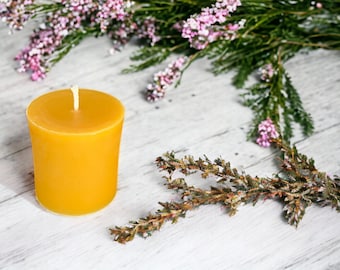 Handmade 100% Natural Beeswax Pillar Candle, 55 Hour Burn | 3”x3”