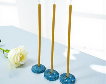 Blue Lagoon – Ceramic Candle Holder for Ultra Slim - 5mm -  Beeswax Ritual Candles | Handmade Minimalist Taper Stand