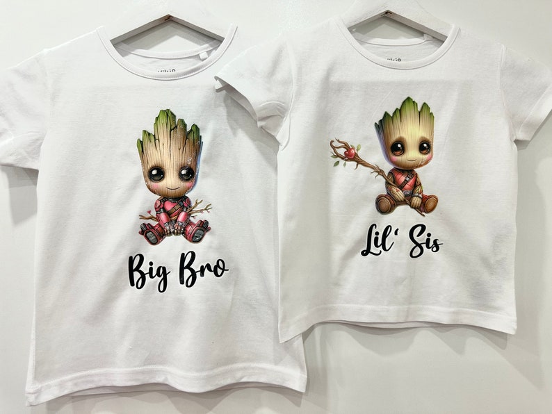 Geschwistershirts Tshirt Bruder Schwester Big Bro and Lil Sis Partnerlook Family Statement Shirts Bild 1