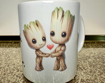 Taza de cerámica de alta calidad con diseño de Groot, hecha a mano, para el Día de San Valentín, te amo para siempre, taza para pareja de cumpleaños, 300ml