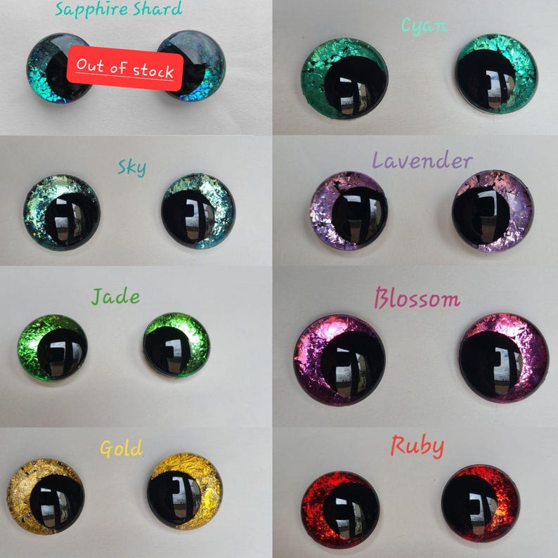 One pair 12mm, 14mm, 16mm, 18mm, 20mm, 25mm, 30mm, 35mm, 40mm Kawaii/Offset Safety Eyes image 3
