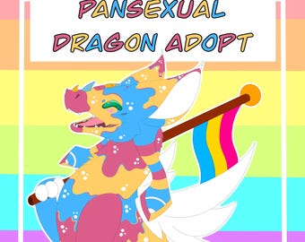 Fursona Adoptable // Full-body Pansexual Flag Dragon Adopt // Furry Fandom Original Characters