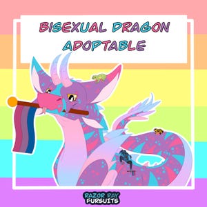 Fursona Adoptable // Full-body Bisexual Flag Dragon Adopt // Furry Fandom Original Characters