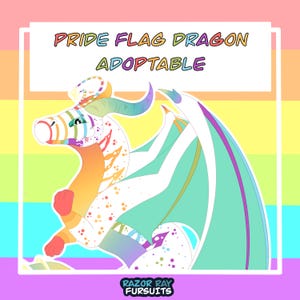 Fursona Adoptable // Full-body Pride Flag Dragon Adopt // Furry Fandom Original Characters