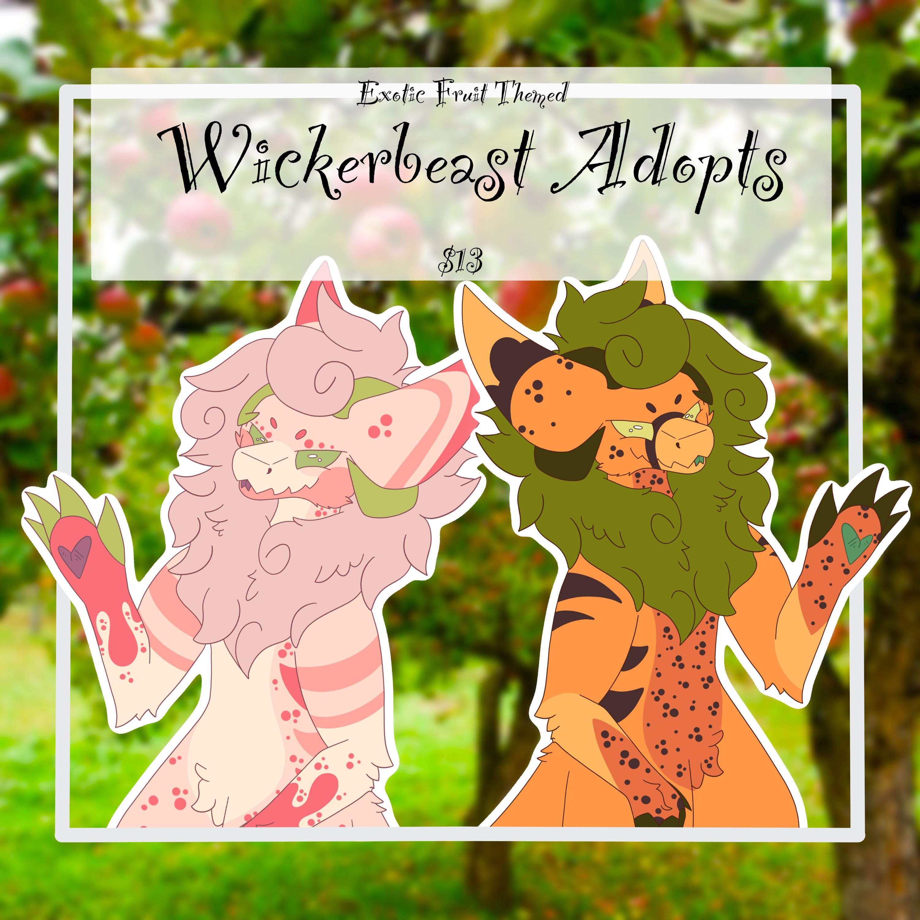 SALE!  Full-body Wickerbeast Adoptables - [Exotic Fruit Themed] - Furry Fandom Original Characters / Fursona Avatars