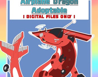 Fursona Adoptable // Full-body Airplane Dragon Adopt // Furry Fandom Original Characters