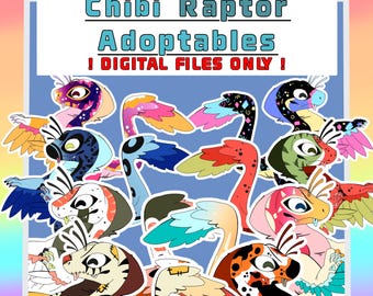 Fursona Adoptables // Full-body Chibi Raptor Adopts // Furry Fandom Original Characters