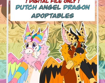 Fursona Adoptables // Full-body Dutch Angel Dragon Adopts // Furry Fandom Original Characters