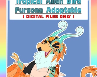 Fursona Adopterbar // Helkropps Tropisk Alien Fågel Adoptera // Pälskling Fandom Originalkaraktärer