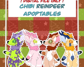 Fursona Adoptables // Chibi Reindeer Adopts // Furry Fandom Original Characters // Digital File / PDF