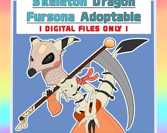 Fursona Adopterbar // Helkroppsskelettdrake Adoptera // Pälskling Fandom Originalkaraktärer