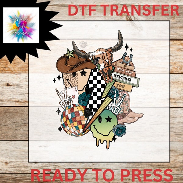 Cowboy retro dtf ready to press transfer