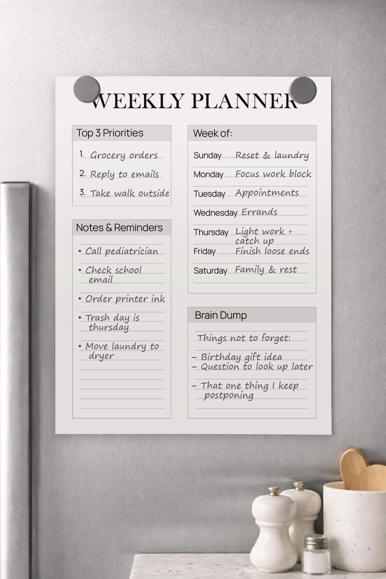 Minimal Weekly Planner Printable | Simple Weekly Layout | Clean & Calm ...