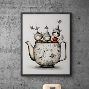 Teapot, tea kettle design for download, teapot printable, teapot illustration,