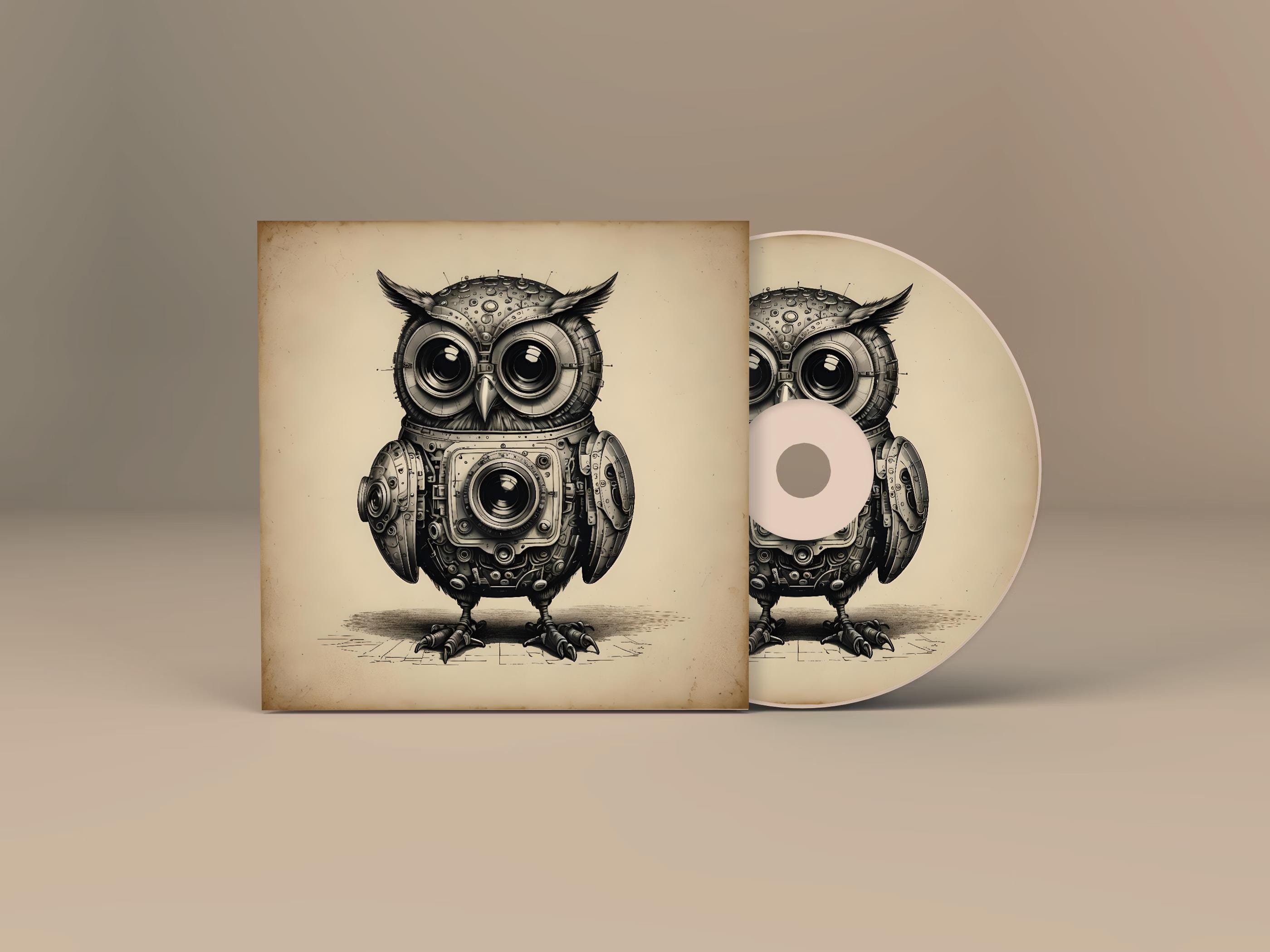 Eule retro Design, Owl Steampunk Stil, Eule Image, Vogel Bild, Vogel Plakat,  Wall Art owl