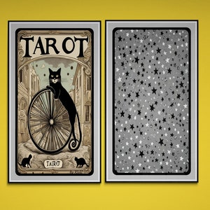 Cartas de tarot, set de tarot, diseño de arcanos mayores, tarot del gato, para descargar