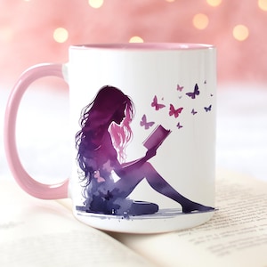 Lesetasse für Liebesromanleser. Geschenk für Buchhändler, Lehrer, Bibliothekar, Leser.