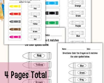 Kindergarten Color Practice Printable - Color Recognition Practice for Kindergarten - Printable Learning Sheets for Kids and Pre-K