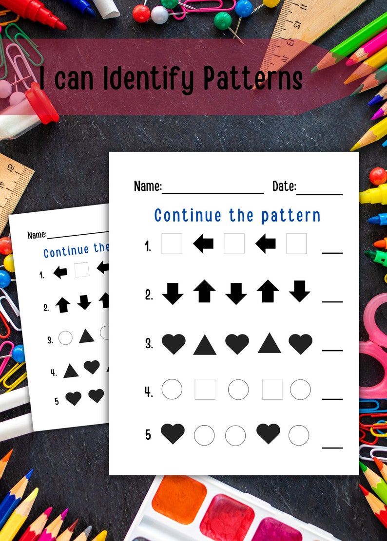 Printable Pattern Worksheet, Continue the Pattern, Prek and ...