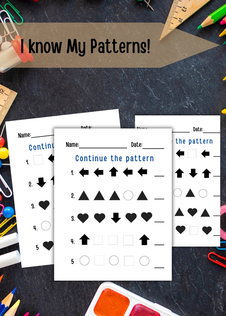 Printable Pattern Worksheet, Continue the Pattern, Prek and ...