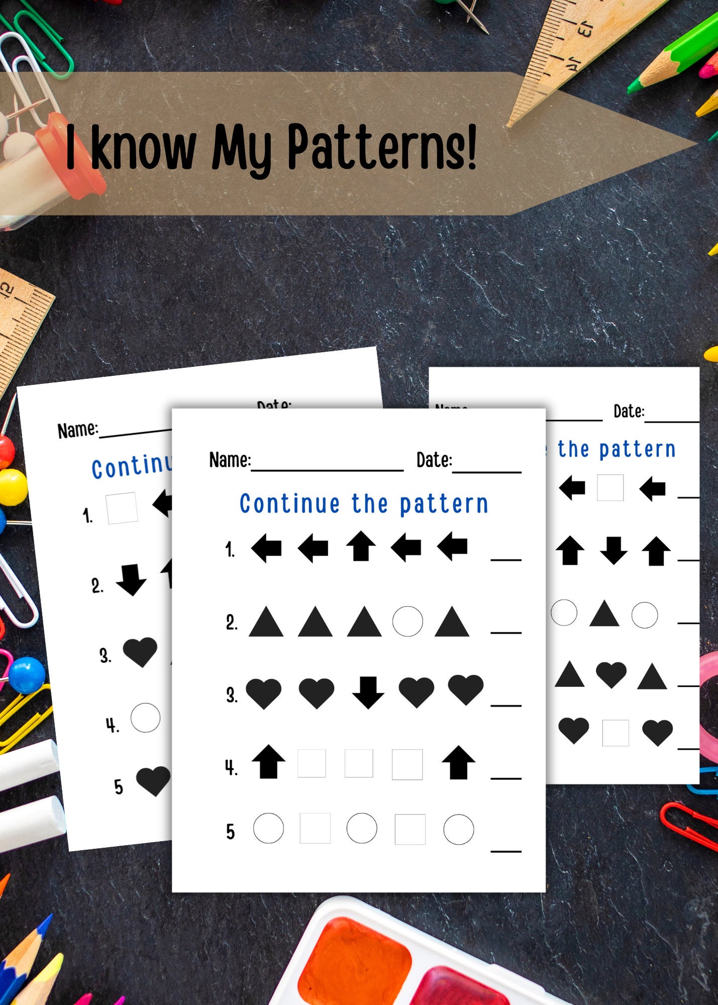 Printable Pattern Worksheet, Continue the Pattern, Prek and ...