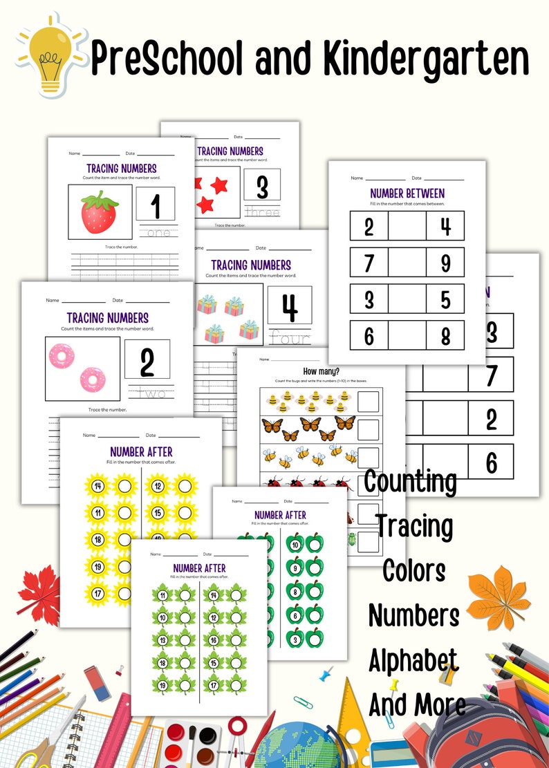 Kindergarten Printable Worksheets Educational Home School Learning