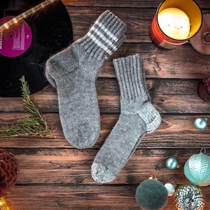 Hand Knitted Socks, Natural Material, 100% Organic Goat Fluff With Wool, Socks for Him & Her, Cozy And Warm, Wool Home Socks, Winter Warmth