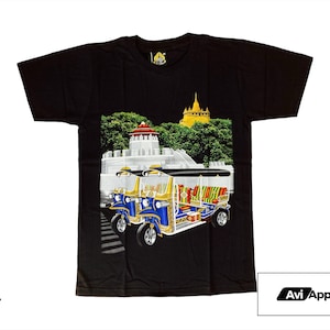 Camiseta gráfica texturizada premium Thai Tuk Tuk - Camiseta tailandesa, Camiseta Tuk Tuk, Templo tailandês Golden Mount, Templo tailandês, Bangkok