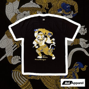 Premium Thai Hanuman The Conqurer Textured Graphic T-Shirt -  Thai Tshirt, Hanuman Tshirt Monkey King tshirt