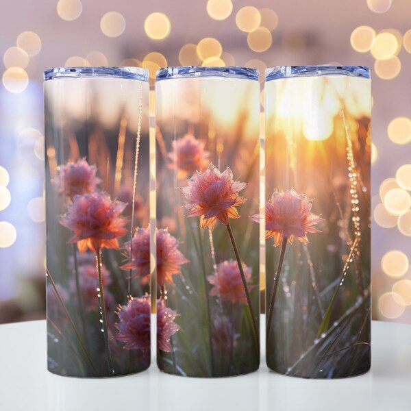 Twilight Meadows Macro Photography Inspired Tumbler Wrap Vibrant Nature Imagery