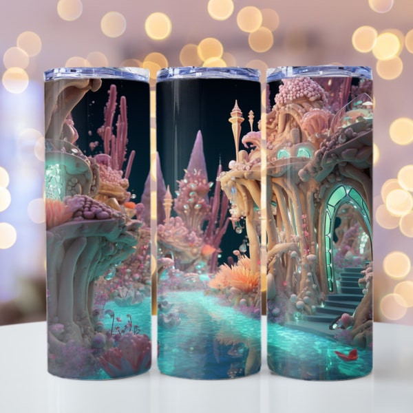 Charming Crystal Cavern Tumbler Wrap for 20 OZ Tumbler Insulated Travel Cup Enchanting Gemstone Theme Unique Beverage Holder
