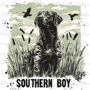 Southern Boy Png, Hunting Dog Png, Camouflage Png, Camo Dog Png, Retro Hunt Png, Camo Duck Hunting Shirt Png, Hunting Sublimation Design