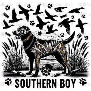 Southern Boy Png, Hunting Dog Png, Camouflage Png, Camo Dog Png, Retro Hunt Png, Camo Duck Hunting Shirt Png, Hunting Sublimation Design