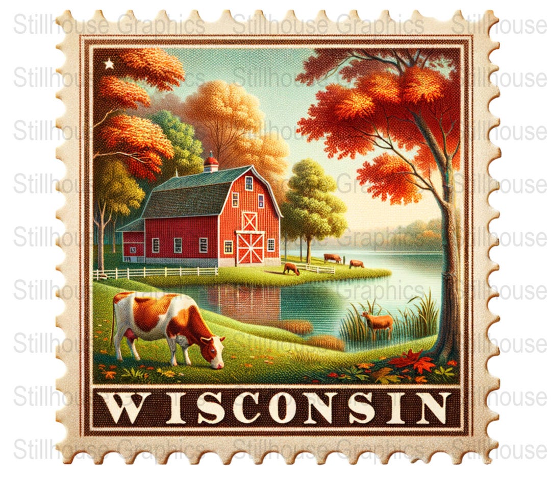 Wisconsin Stamp State PNG, Vintage Stamp Sublimation Design, USA State ...