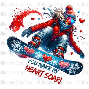 Cute Valentine Snowboard for Digital Use, Classroom Cards or Sublimation | Boys Valentine Image | Kids Valentine Instant Download