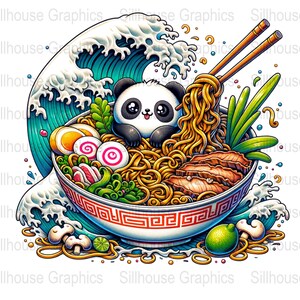 Ramen Panda PNG, Kawaii Panda Sublimation Design, Japanese Ramen Clipart, Cute Panda PNG, Kawaii Noodle Bowl Digital Download