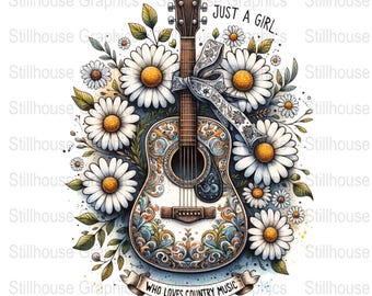 Just A Girl Who Loves Country Music, Southern Png, Country Png, Country Music Sublimation, Bow Sublimation, T-Shirt Design, Sweatshirt Png