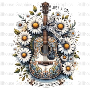 Just A Girl Who Loves Country Music, Southern Png, Country Png, Country Music Sublimation, Bow Sublimation, T-Shirt Design, Sweatshirt Png