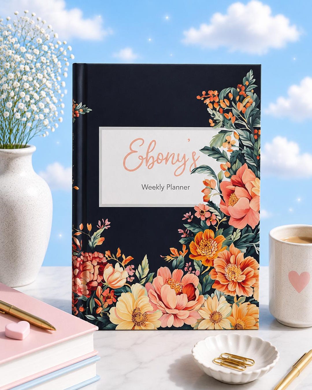 Personalized Floral Planner: Custom Name Weekly Journal Planner - Etsy