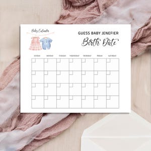 Calendario de revelación de género de ropa de bebé niña, revelación de género, predicción de ropa de niña para bebé, juego de adivinar el cumpleaños del bebé, baby24
