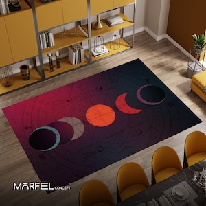 Kleurrijke Tarotkaart Maan Thema Digitale Print Tapijt Mystieke Astrologie Maan Illustratie Home Decor Maanverlicht Tapijt Wasbaar Antislip Wasgoed