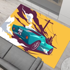 Sport Car Rug: Modern Kid&#39;s Room Carpet, Custom Print