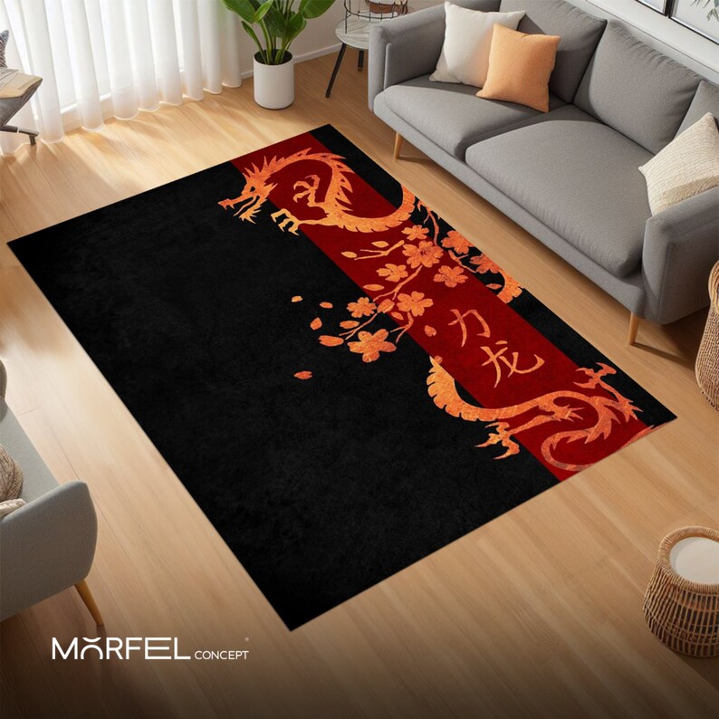 Japanese Rug,thick Rug, Pattern Rug, Living Room Rug, Gift for the Home,dragon Vs Tiger Rug