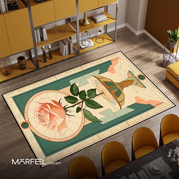 花柄ガーデンラグ：ペルシャ風ヴィンテージ植物装飾 - Etsy 日本