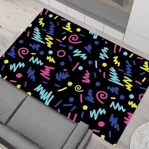 Retro Rug,Retro Arcade Carpet,Area Rug, 80s 90s Accent Floor Mat, Game Room, Bowling Alley, Man Cave, Home Theater Decor, Gamer Gift