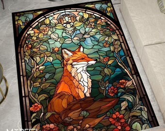 ウィリアム・モリスのシェニールラグ：キツネと鹿のタペストリー