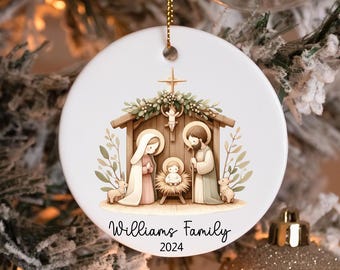 Nativity Christmas Ornament, Nativity Set, Christian Ornaments, Nativity Scene, Silent Night,  Jesus is the reason for the season