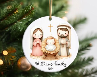 Nativity Christmas Ornament, Nativity Set, Christian Ornaments, Nativity Scene, Silent Night,  Jesus is the reason for the season