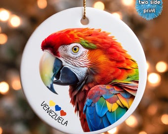 Venezuela Guacamaya Ornament, Venezuela Ornament, Macaw Free Venezuela Ornament, Gift for Venezuelan, Hasta el Final Venezuela Ornament