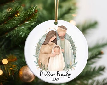 Nativity Christmas Ornament, Nativity Set, Christian Ornaments, Nativity Scene, Silent Night,  Jesus is the reason for the season